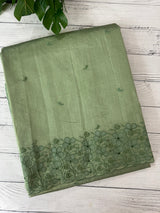 Crushed Blended tussar silk saree with embroidery- MSB7982 DuskyGreen