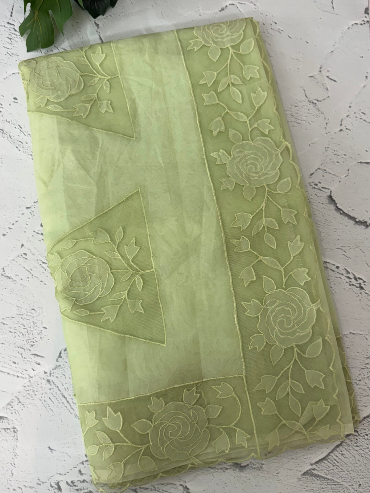 Viscose Organza saree with applique work-MSH101 PistaGreen