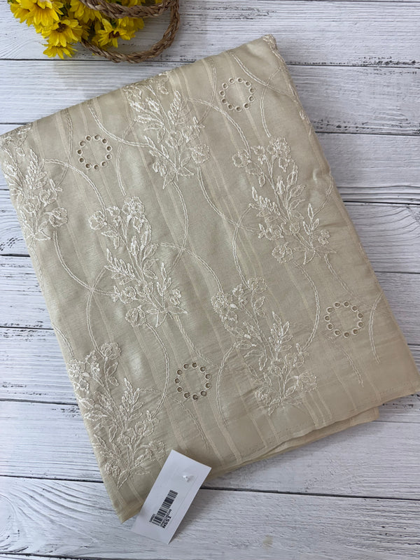 Blended soft tussar saree with embriodery - MS14997 - Offwhite