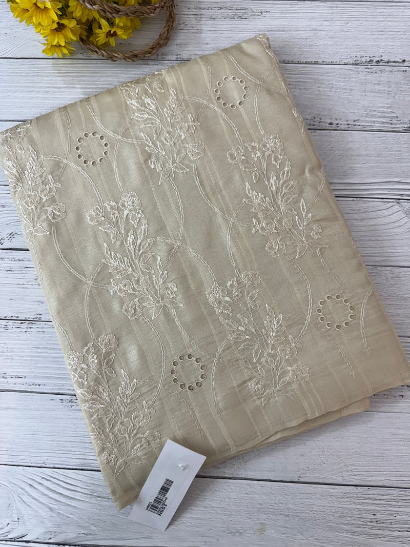 Blended soft tussar saree with embriodery - MS14997 - Offwhite