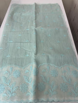 Khadi supernet saree with net applique borders MSH208 PastelBlue