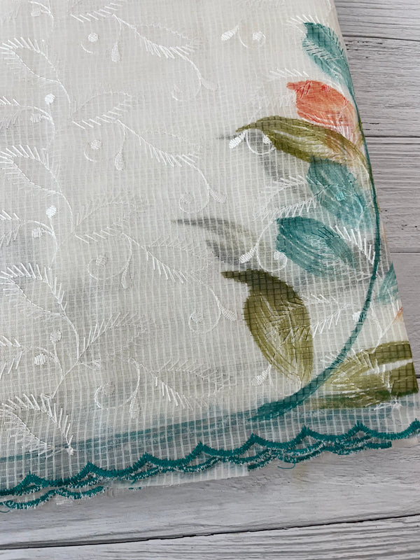 NetkKota saree with handpainting and embroidery MS7833