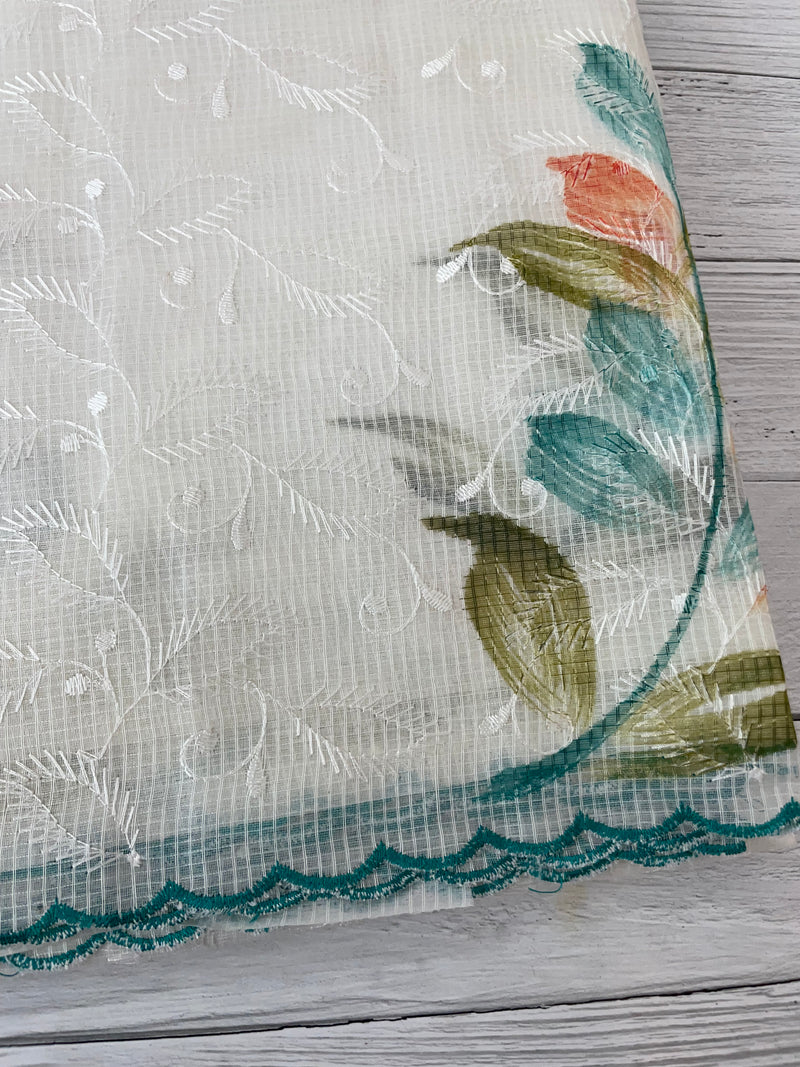 NetkKota saree with handpainting and embroidery MS7833