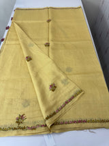 Kanta Handstitched Blended soft tussar silk saree MS90567- Yellow