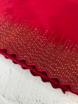 Semi Organza saree with embroidery borders - MSH296 RED