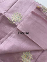 Tussar finish soft silk saree with thread embroidery MTS568 OnionPink