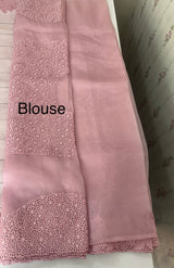 Cutwork Kora Organza saree with full cutwork blouse-  MS14154 PastelPink