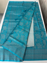 Silver zari woven soft silk saree with brocade blouse MSB5666 Blue