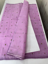 Kota checks saree with embroidery MS7679(1) Lavender
