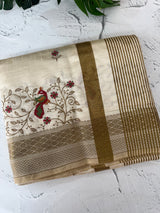 Blended tussar silk saree with embroidery- MSH490