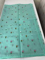 Kota checks saree with embroidery MS7679 (2)GreenishBlue