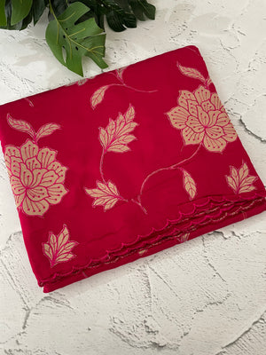 Malai chanderi saree with applique work MSM6201