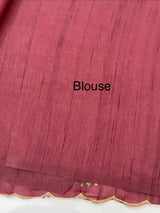 Blended art tussar silk saree with embroidery- MS1090 Burgundy