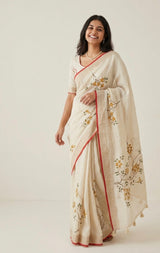 Tissue linen saree with handpainting and kanta work blouse MS14462 (7)