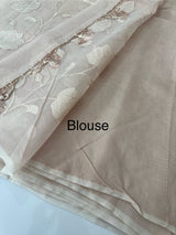 Supernet saree with applique work MCJ8432- Pastel DuskyPeach