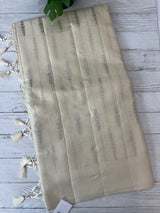 Blended tussar saree with embriodery - MS8665 Cream