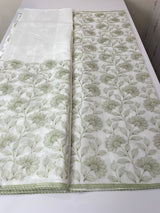 Kota cotton embriodery saree MS1490 - White & Green