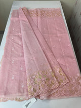 Soft kota silk saree with applique work MS85432 Pink