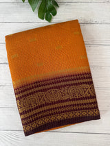 Soft crepe silk saree with zari weaving MSH1973- Orange to Brown