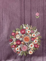 Blended tussar silk saree with embroidery- MS1072 DarkMauve