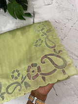 Semi tussar saree with applique borders MSH999 Green