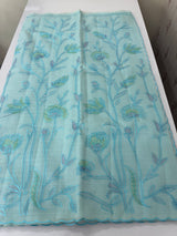 Soft Moonga checks saree with prints and embroidery MSH154- Blue