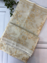 Banarasi kora oraganza saree with embroidery  MKOS324 LightCream