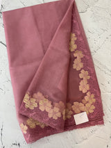 Soft organza saree with turkish applique borders- MCW735