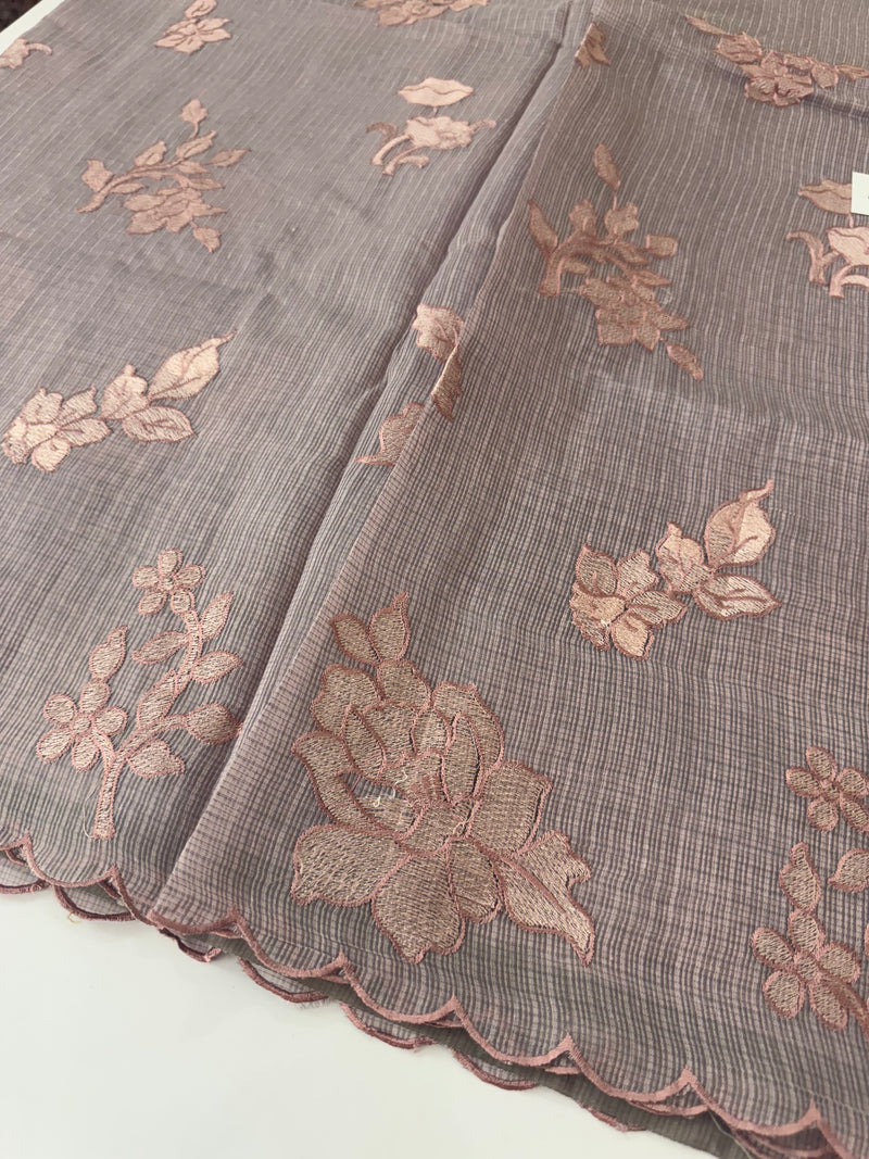 Silky kota embroidery saree  MSK890 DuskyMauve