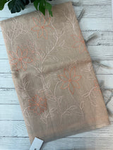 Tissue Linen Saree with embroidery MRS786 - Pastel peach