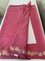 Soft organza saree with turkish applique borders- MCW735