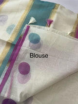 Semi chanderi saree with multi color polka dots- MSF334