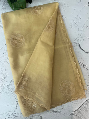 Organza saree with embroidery - MSH375 Beige