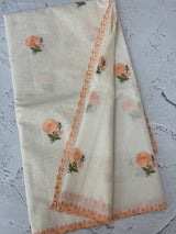 Mul chanderi embriodery saree with scalloped borders MSH290