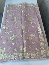 Tissue Organza saree with thread work  MS14931 PastelPink