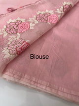 Supernet saree with cross stitch embroidery MSH116- Pink