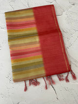 Multi color Semi soft silk saree with borders MSS590