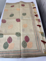 Semi chanderi saree kanta embriodery MSF590 - Cream