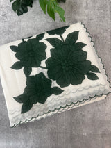 NetKota Applique work saree  MSH138- BottleGreen