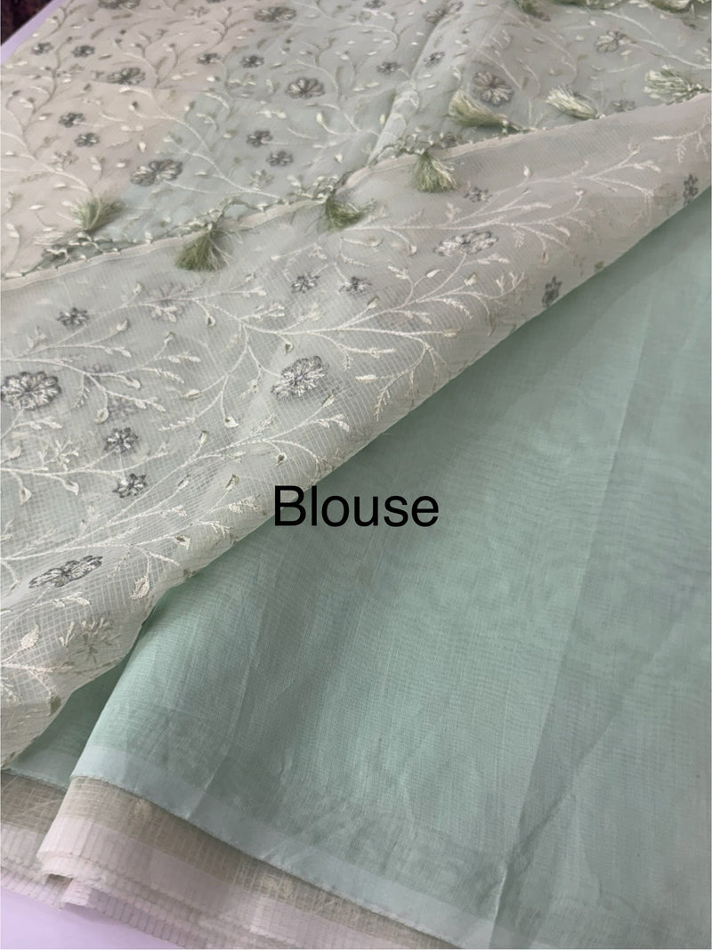 Kota silk saree with embroidery MSH199 - PastelGreen