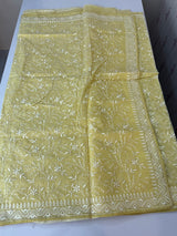 Netkota saree with chikankari embriodery work saree  MS11979 Yellow