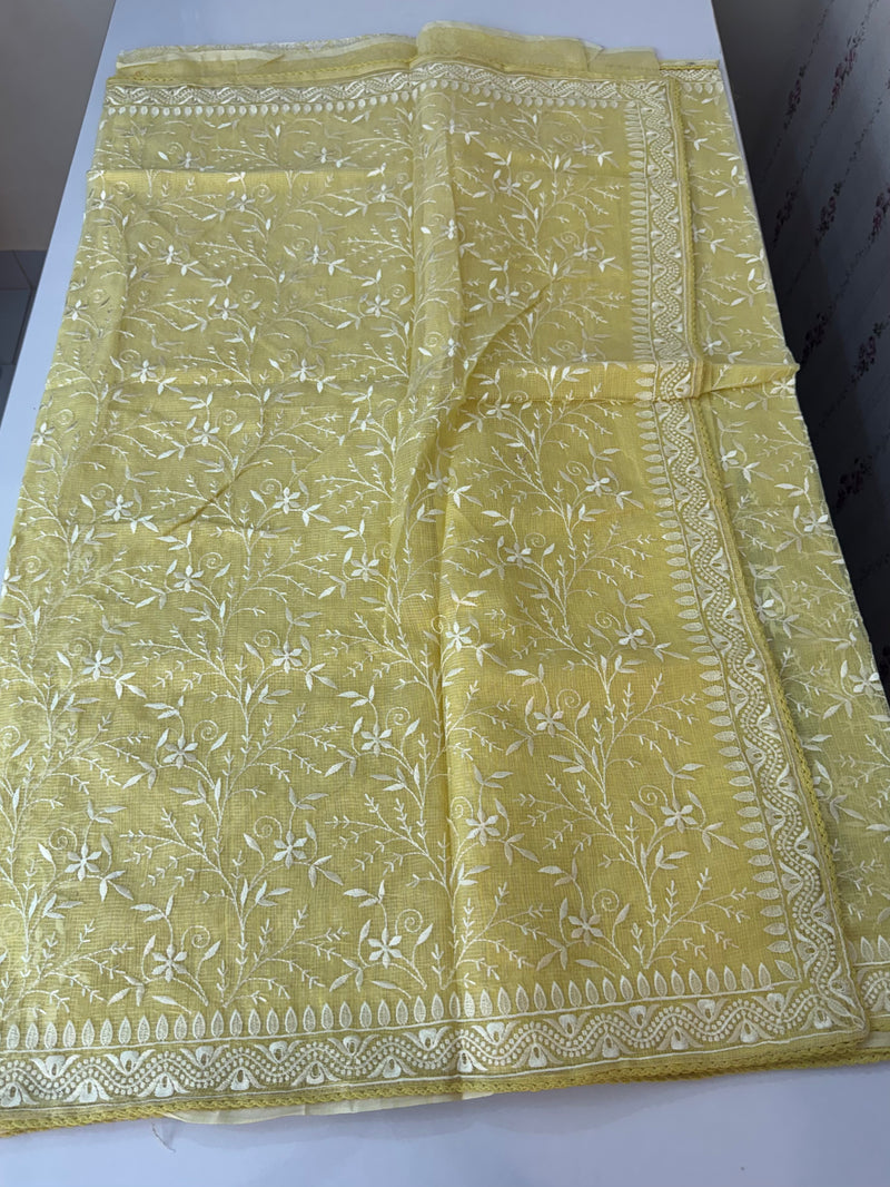 Netkota saree with chikankari embriodery work saree  MS11979 Yellow
