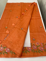 Art tussar saree with embroidery MST677