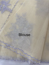 Kota Moonga checks Applique work saree  MSH273 - Cream to Lavender