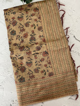 Kalamkari Printed Blended matka Tussar silk saree with kant work JSDNIYY