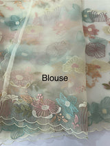Organza saree with embroidery - MOS390 Offwhite