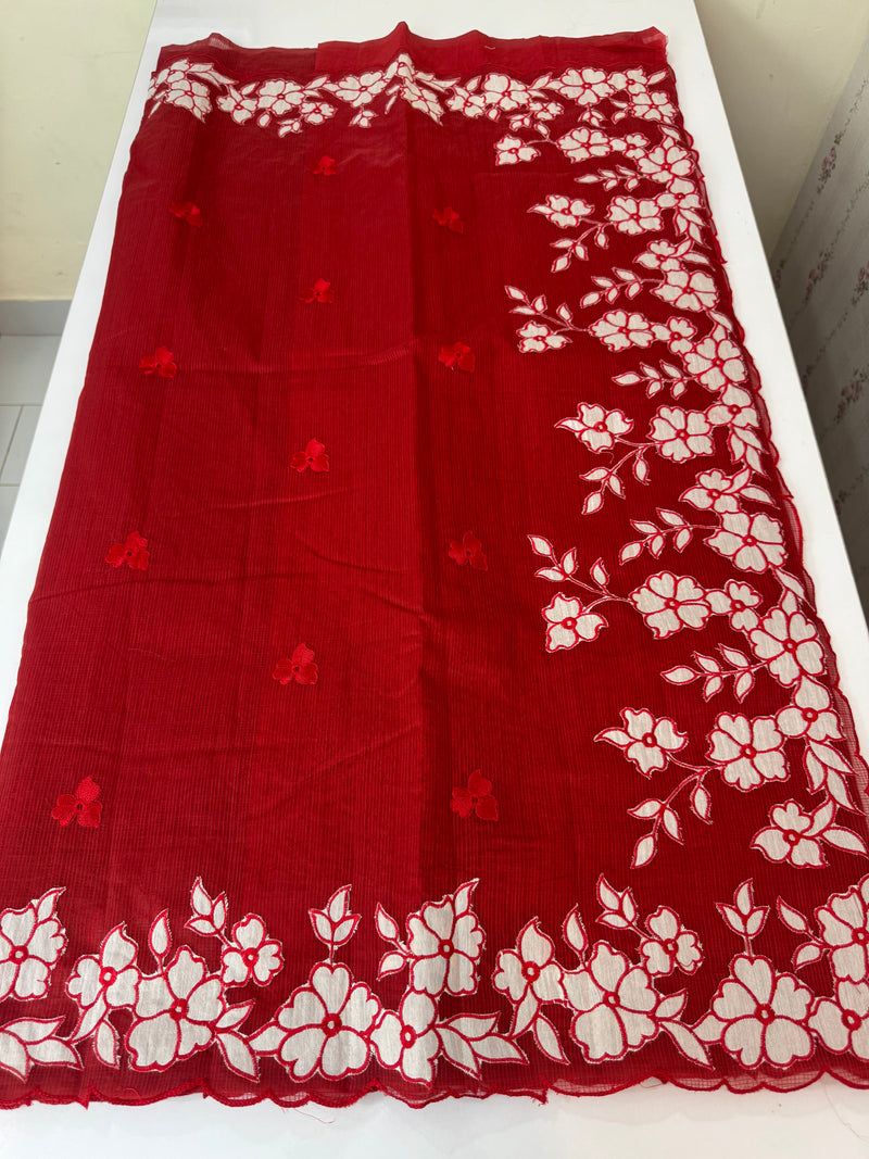 NetKota Applique work saree  MSH141- DeepRed