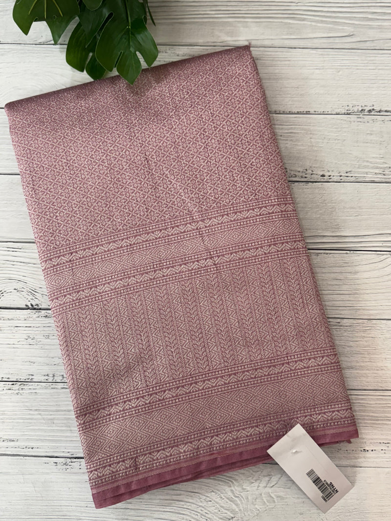 Banarasi semi katan saree in silver zari MS14667- Pastel OnionPink