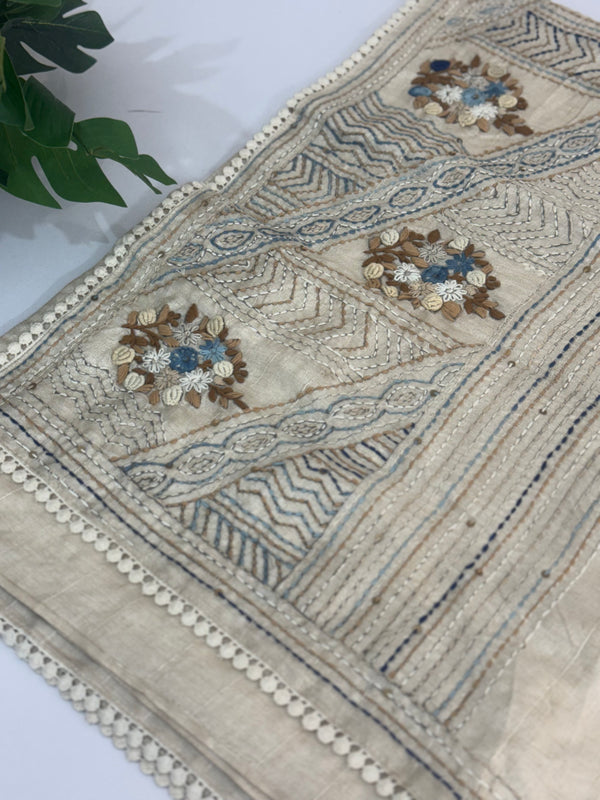 Handworked Blended tussar silk saree MS90543
