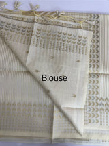 Soft Chanderi viscose silk saree with zari weaving MS1801- Cream